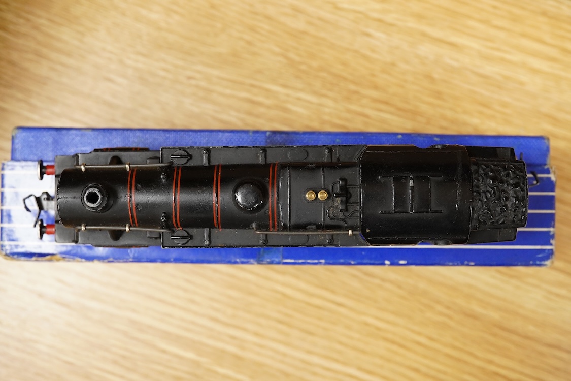 A collection of Hornby Dublo railway for 3-rail running, including two locomotives; an LMS Duchess of Athol 4-6-2, locomotive box, tender unboxed, and a boxed BR Standard Class 4 2-6-4T, 80054, together with five boxed b